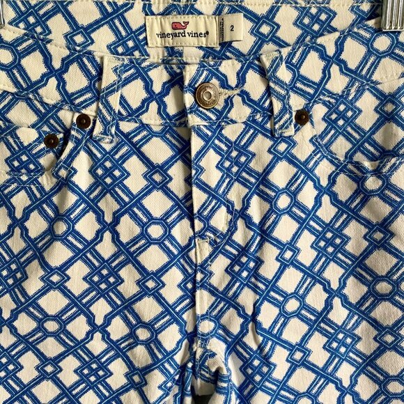 Vineyard Vines Blue and White Cotton Blend Pants With Pockets Size 2 - Picture 5 of 9